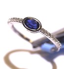 925 sterling silver lab grown  .17ct diamond blue sapphire oval  ring band 1.6g — photo 5