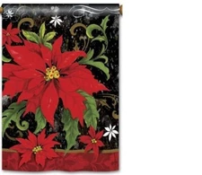 Breeze Art Garden Flag CLASSIC POINSETTA RED WINTER  12.5" x 18, New