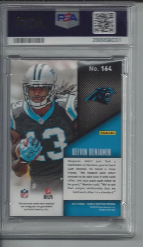 2014 Panini Totally Certified Game Jersey Autograph #164 Kelvin Benjamin - PSA 9 - Image 2 of 2