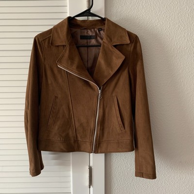 Veste moto femme Uniqlo simili daim 189743, marron, taille S