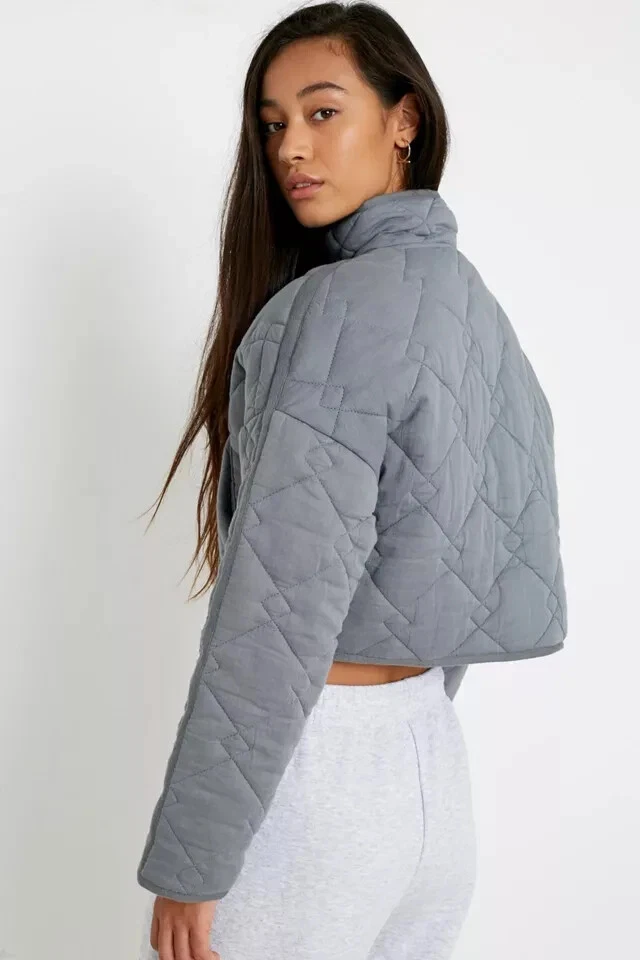 Chaqueta acolchada Urban Outfitter UO forro corto manga larga bolsillo a rayas nueva con etiquetas S Foto 2 de 4