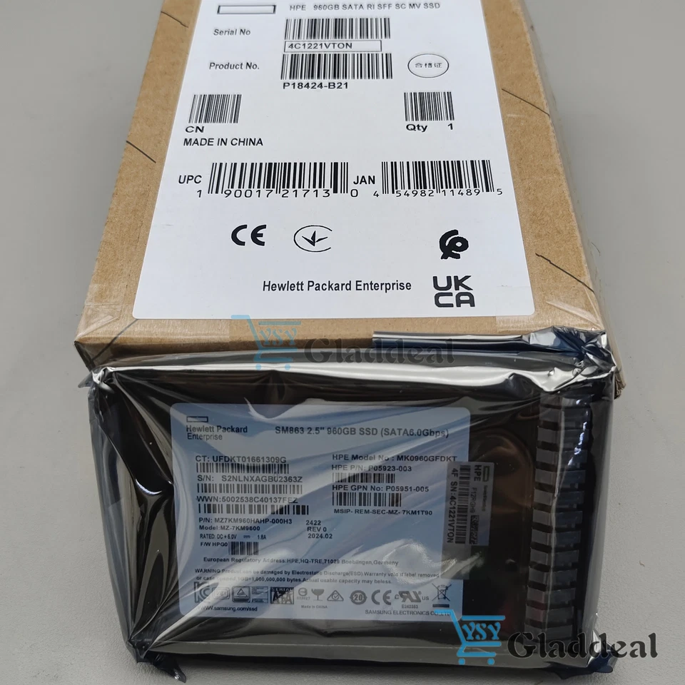 P18424-B21 HPE Sub PN NEW SEALED HPE 960GB SATA 6G RI SFF SC MV SSD - Image 4 of 4