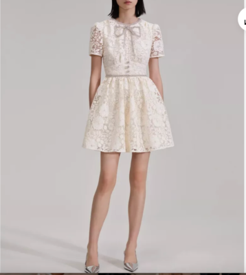 chinese dress ladies Pink Lace Flared Mini Dress – self-portrait-US main image 1
