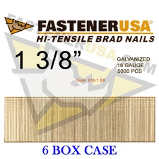 1 3/8" 18 Gauge Straight Brad Finish Nails 18 ga (5,000 ct) (Case of 6)