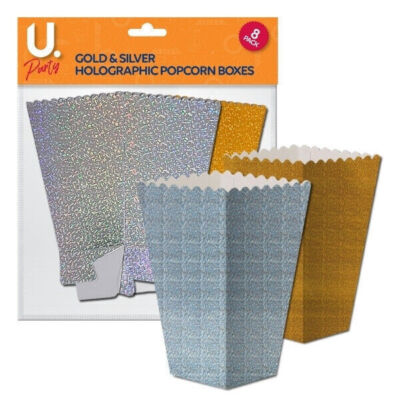 U.Party  Holografische Popcorndose Gold/Silber 8 Stück