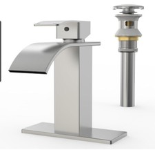 Bathroom Sink Faucet Brushed Nickel  Single Handle-Waterfall Vanity Basin Mixer