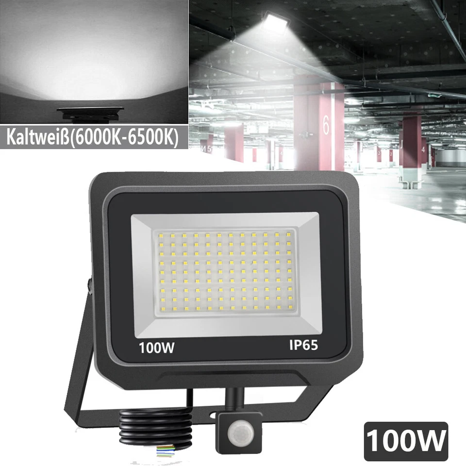 5X100W LED Fluter Strahler Scheinwerfer Außen Baustrahler mit Bewegungsmelder DE - Bild 2 von 4