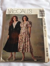 Vintage McCall's P270 Semi-Fitted Modest Tea Length V-Neck Dress  12-16 uncut