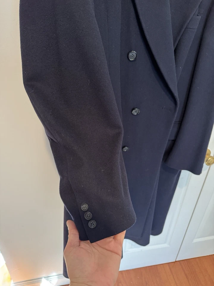 Vintage Ralph Lauren Polo University Club Navy Double Breasted Overcoat - Image 2 of 4