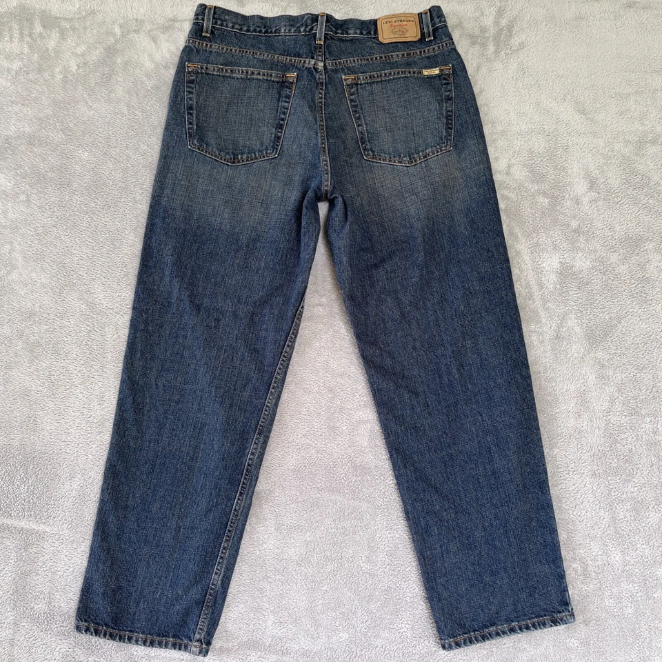 Levi Strauss Signature Jeans Mens 38X32 Blue Relaxed Straight Loose Dark Denim - Image 2 of 4
