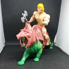 VINTAGE MOTU 1981 He-Man SOFT HEAD & Battlecat - W/ Battle Axe Used