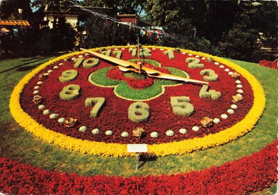 Postcard Switzerland Geneva Flower Clock L'horloge Fleurie Jardin