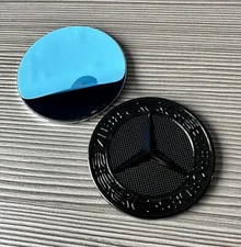 Full Black 57mm Front Bonnet Badge Hood Emblem Sticker For Mercedes Benz