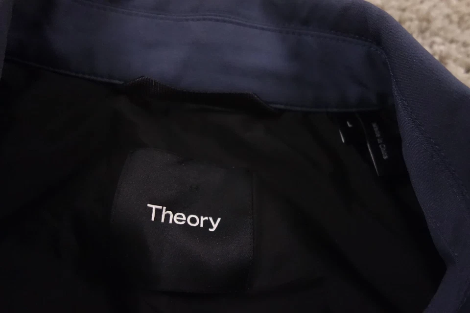 Theory Jacket Mens Large Blue Bomber Clyfford Neoteric Side Pockets - Image 3 of 4