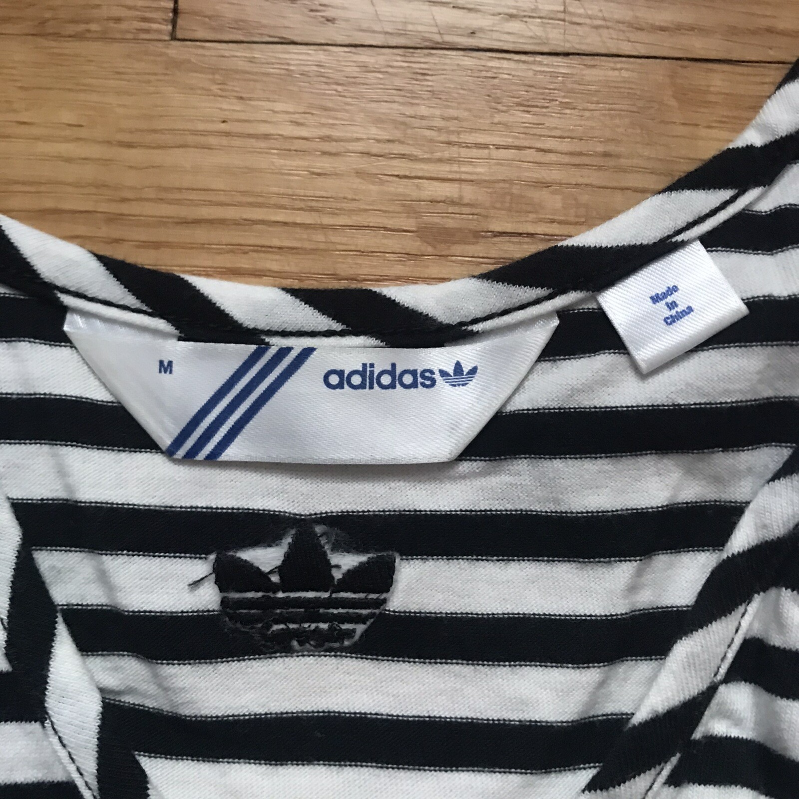 Adidas Full Bleed Wrap Stripes Tank Top Black & White M Cotton Health Goth thumbnail 8