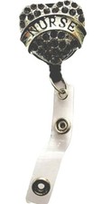 Nurse ID Clip Rhinestone Heart Shaped Retractable Badge Holder Medical Gift