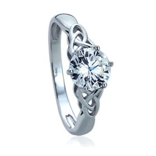 Women 8mm 14K White Gold 1.25 ct CZ Celtic Love Knot Wedding Engagement Ring