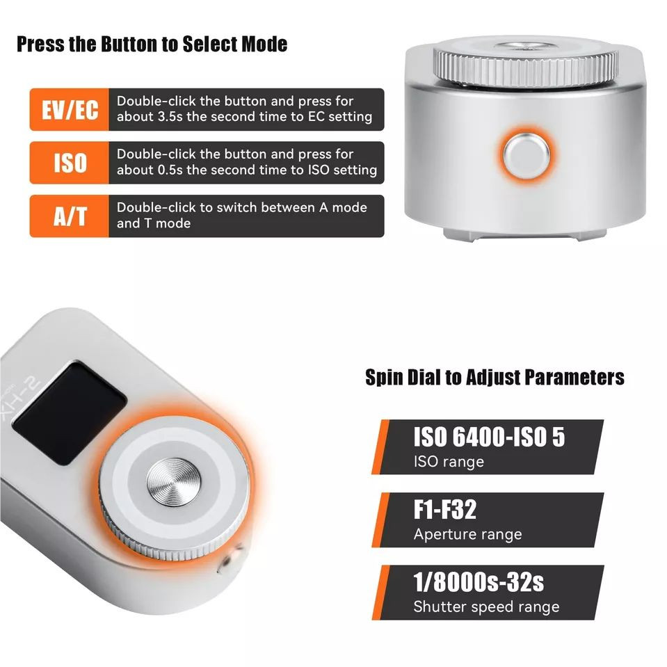 US Astrhori XH-2 Camera Light Meter OLED Screen Cold Shoe 0.66" Real-Time Meter