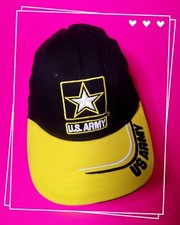 U.S. ARMY Hat Army Strong USA MADE Black Yellow Cap Adjustable