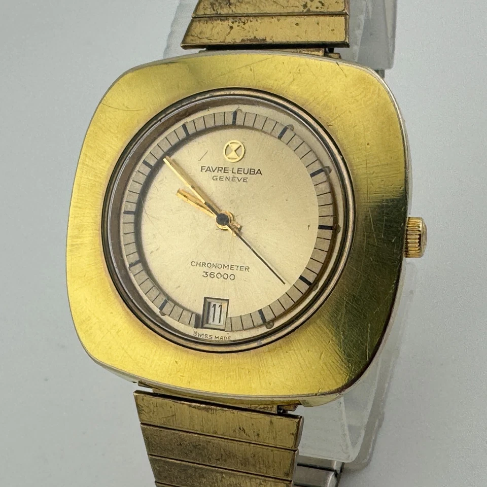 VTG Favre-Leuba Men Gold Tone Swiss Self-Wind Automatic Chronometer Watch 36000 - Image 2 of 4