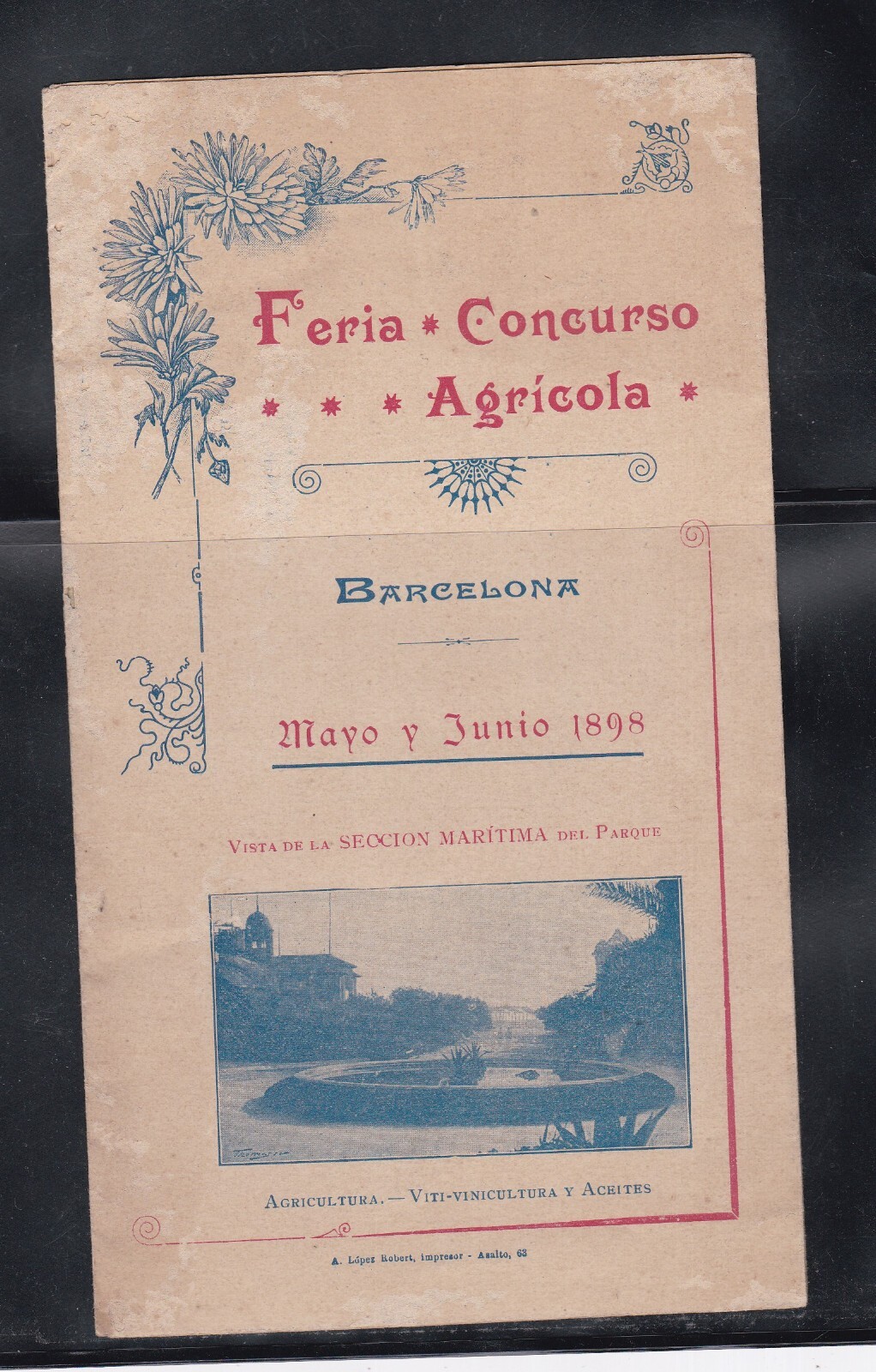 Opuscolo Spagna Barcelona Feria Concurso Agricola 1898 SCV4