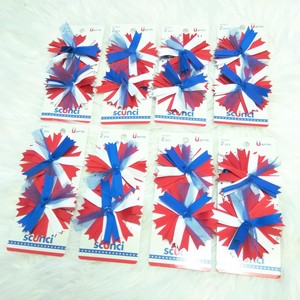 8 Pairs New Scunci Beauty Girls Red White Blue 4th Of July Hair