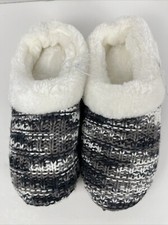 Sonoma Goods Faux Fur Slippers Women's Size XXL 10-11 Gray Blue White Knit