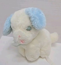 RARE VTG Eden Blue Puppy Dog Sleeping Eyes Closed Satin Ears Tongue Out.V1