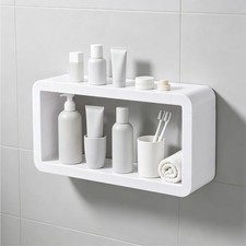 Multi-Tier Plastic Bathroom Shelf, No Drill Wall Mounted Shower Caddy, Waterp...
