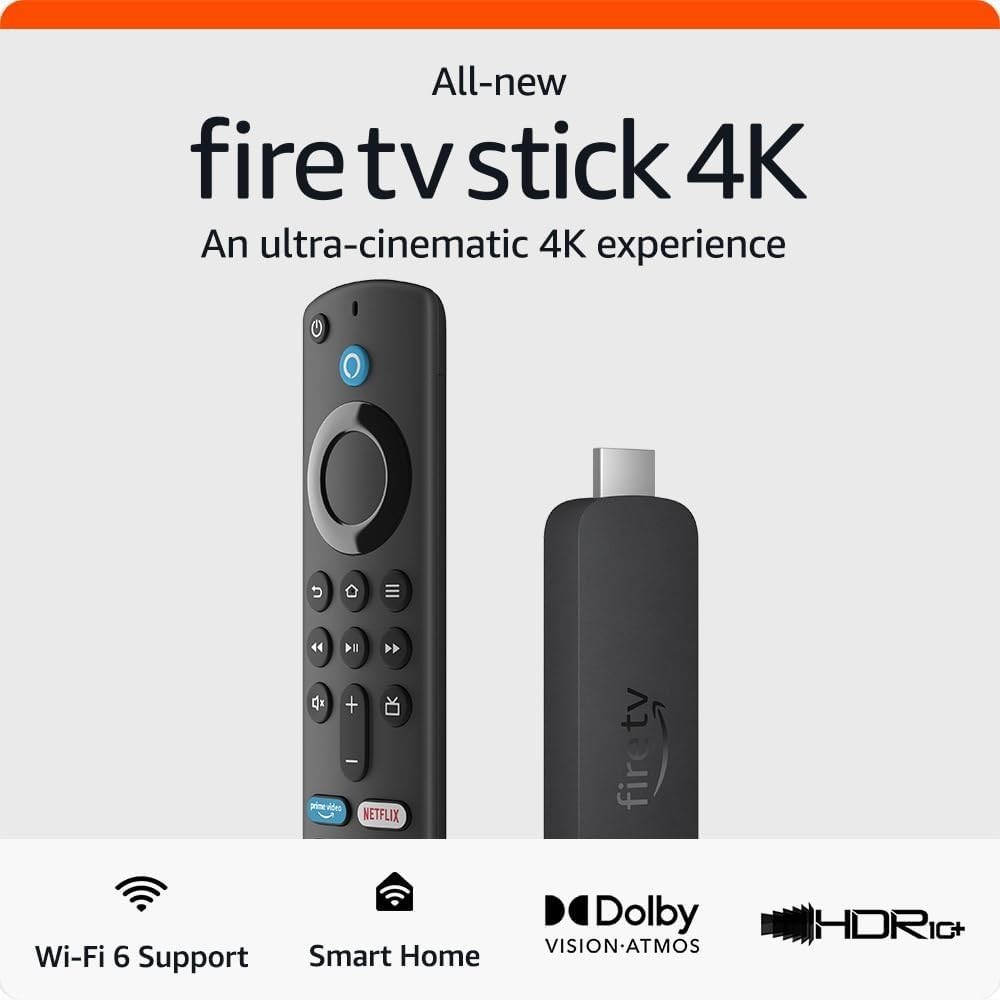 Amazon Fire TV Stick 4K Streaming Device Supports Wi-Fi 6, Dolby Vision, HDR10+