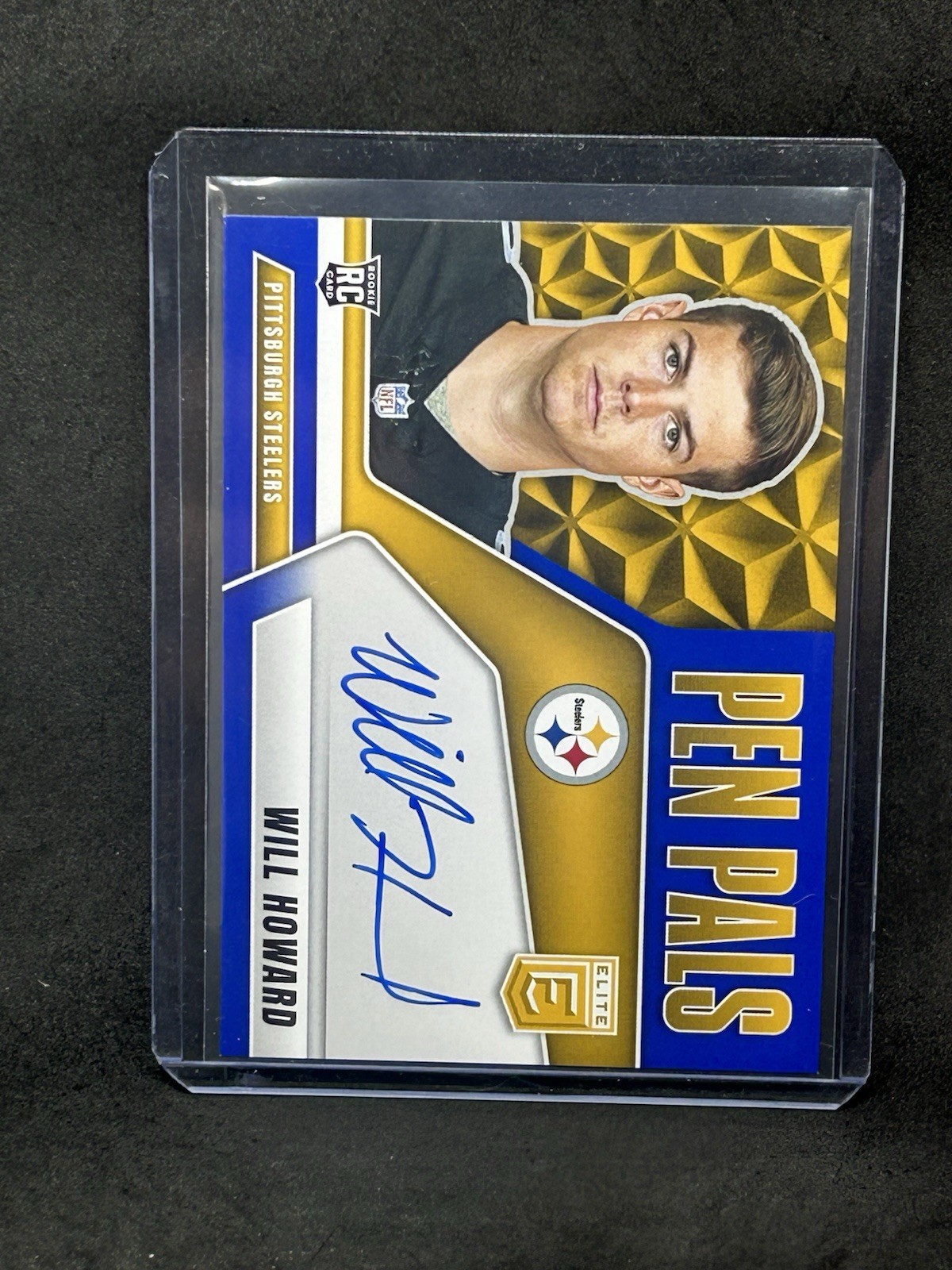 2025 PANINI DONRUSS ELITE WILL HOWARD ROOKIE PEN PALS BLUE INK AUTO STEELERS A7