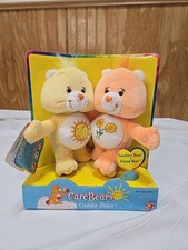 Care Bears Cuddle Pairs 7" Funshine And Friend Bears 2002 Mint In Box