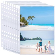 50 Pack 5x7 Inch Photo Album Refill Pages for 3 Ring Binder for Photos Postcards