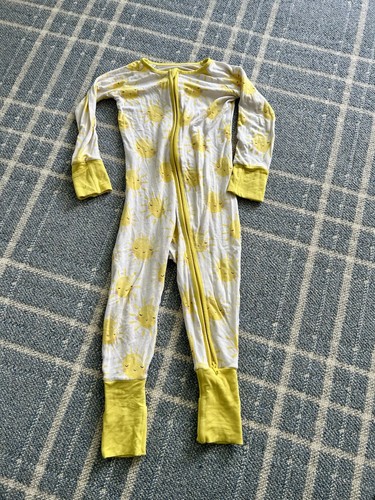 Little Sleepies Baby Size 12-18 Months Zipper Pajamas Footless Yellow Sun Print