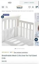 HALO Innovations Breathable Mesh Crib Liner Full Size Crib Patented Design White