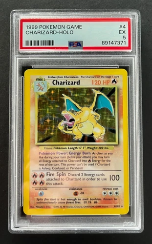 PSA 5 Charizard Base Set Unlimited 1999 Holo Rare Pokemon Card 4/102 Vintage