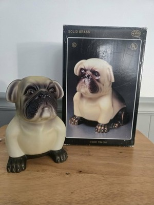 Retired Andrea by Sadek Bulldog Brass Accent Lamp 7  Tall. New with box damage 