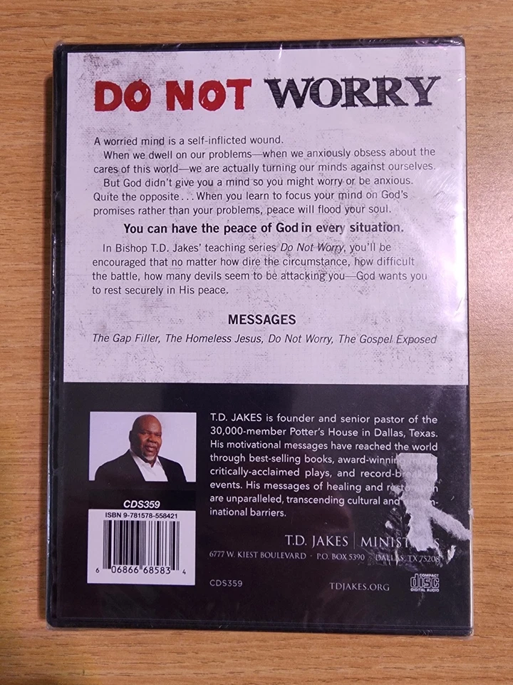 NEW - Do Not Worry - Bishop T.D. Jakes (CD, T.D. Jakes Ministries) Religious - Image 2 of 2