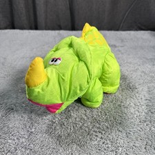 Vintage 1992 Fisher Price Puffalump Dino Roars Green Triceratops Dinosaur Plush