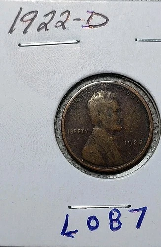 1922D Lincoln Cent / Coin #L087 / Good G with Dark Patina