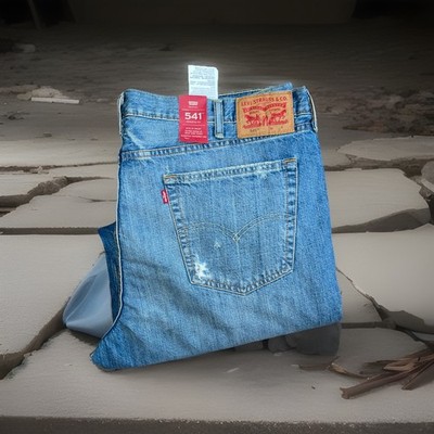 NWT Levi's 541 Athletic Taper Jeans Men Size 44x30Blue Denim Distressed READ