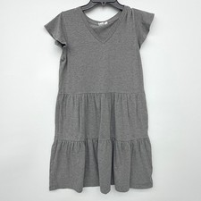 Gap Womens Gray Tiered Flutter Sleeve V-Neck T-Shirt Dress Sofy Jersey KnitSmall