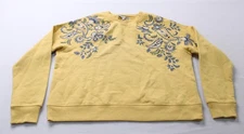 Daniel Rainn Womens Long Sleeve Paisley Embroidered Sweatshirt JL3 Yellow Medium