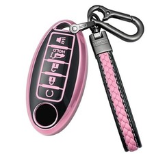 for Nissan Key fob Cover Compatible with Altima Rogue Maxima 5 buttons Pink