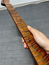 Stainless 22Fret DIY satin Roasting Flame Maple Electric guitar Neck bone nut