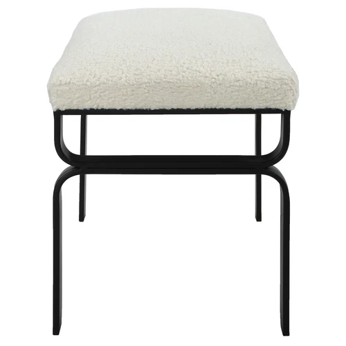 Uttermost Diverge White Shearling Small Bench - Picture 3 of 5