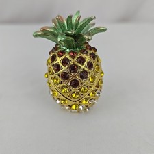 Jeweled Pineapple Trinket Box - Hinged Magnet Locked