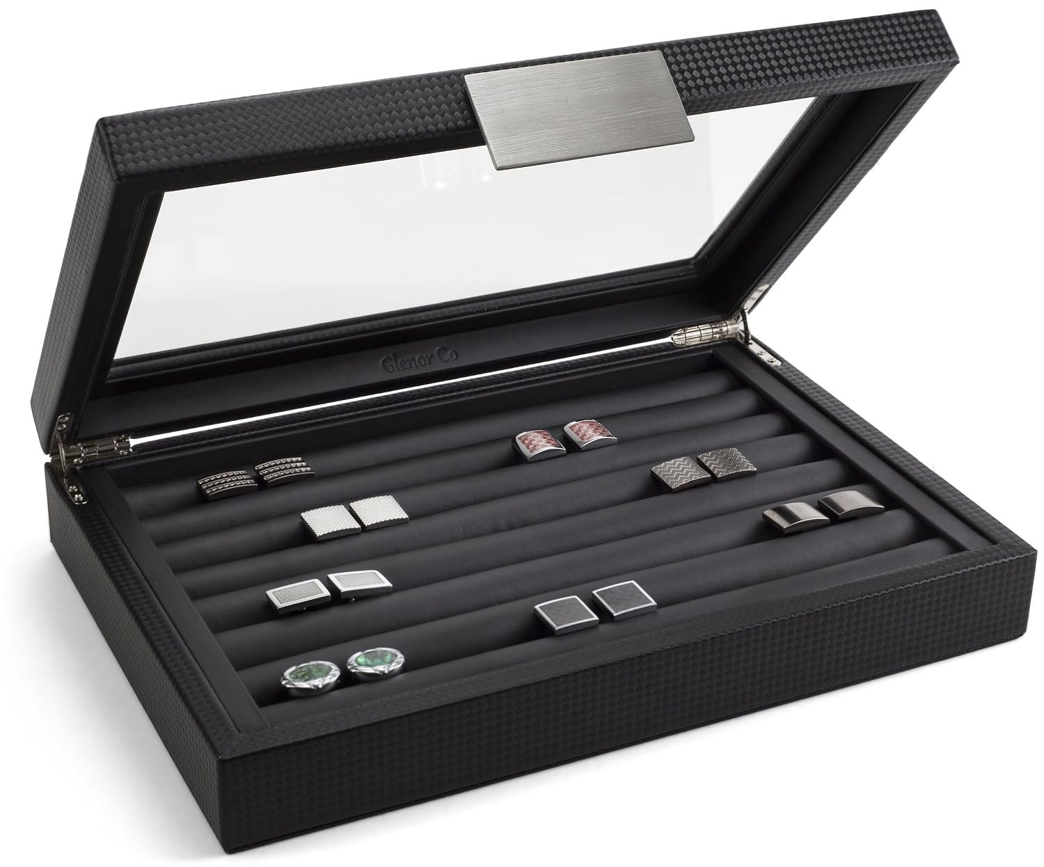 Glenor Co Cufflink Box for Men - Holds 70 Cufflinks - Luxury Display Jewelry Cas