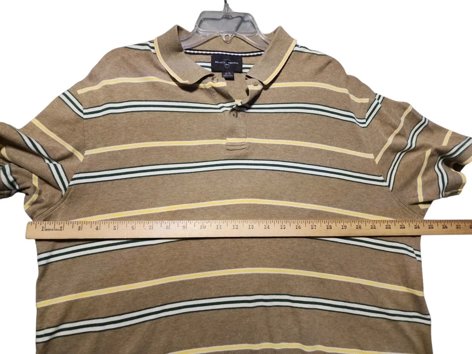 Polo negro marrón 1826 para hombre XLarge negro/blanco a rayas 100 % algodón tejido Foto 4 de 4