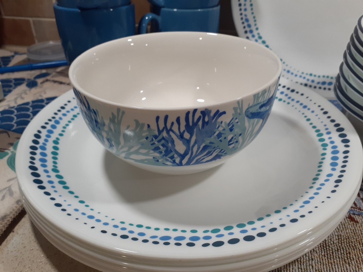 Corelle Urban Arc 16st, Service voor 4, Servies Set, 8 Borden Kommen, Chip & Break Resistent, Diner en Corelleware Wit